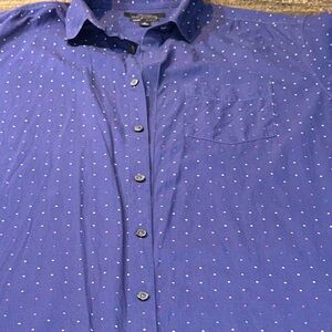 Marc Anthony luxury button up short sleeve slim fit size XL polka dots navy blue